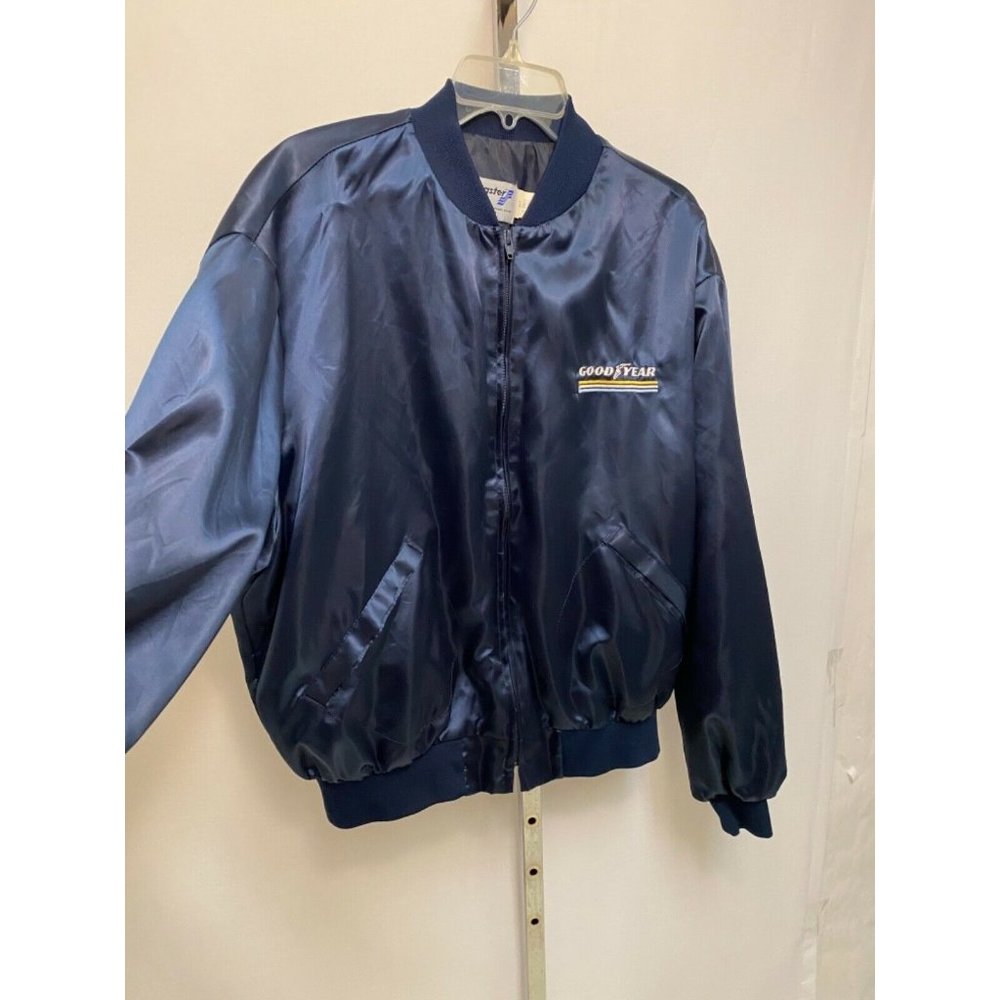 Vintage Goodyear Tires Blue Satin Jacket Windbreaker Mens Size XXL